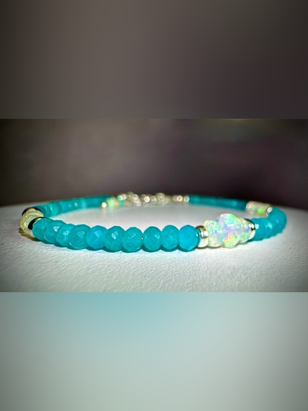 Sea Blue Amazonite Ethiopian Opal in Sterling Silver - Picture 5 of 8